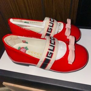 AUTHENTIC gorgeous Gucci red leather Mimi shoes sz 21 14 cm (inner sole)